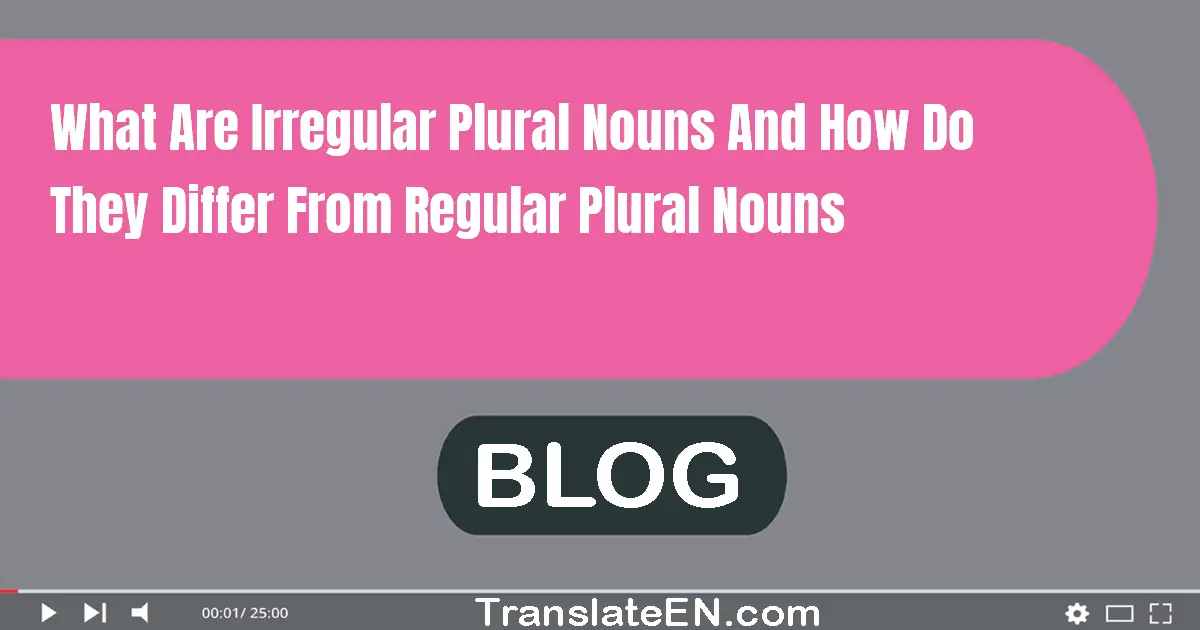 What are irregular plural nouns and how do they differ from regular plural nouns?