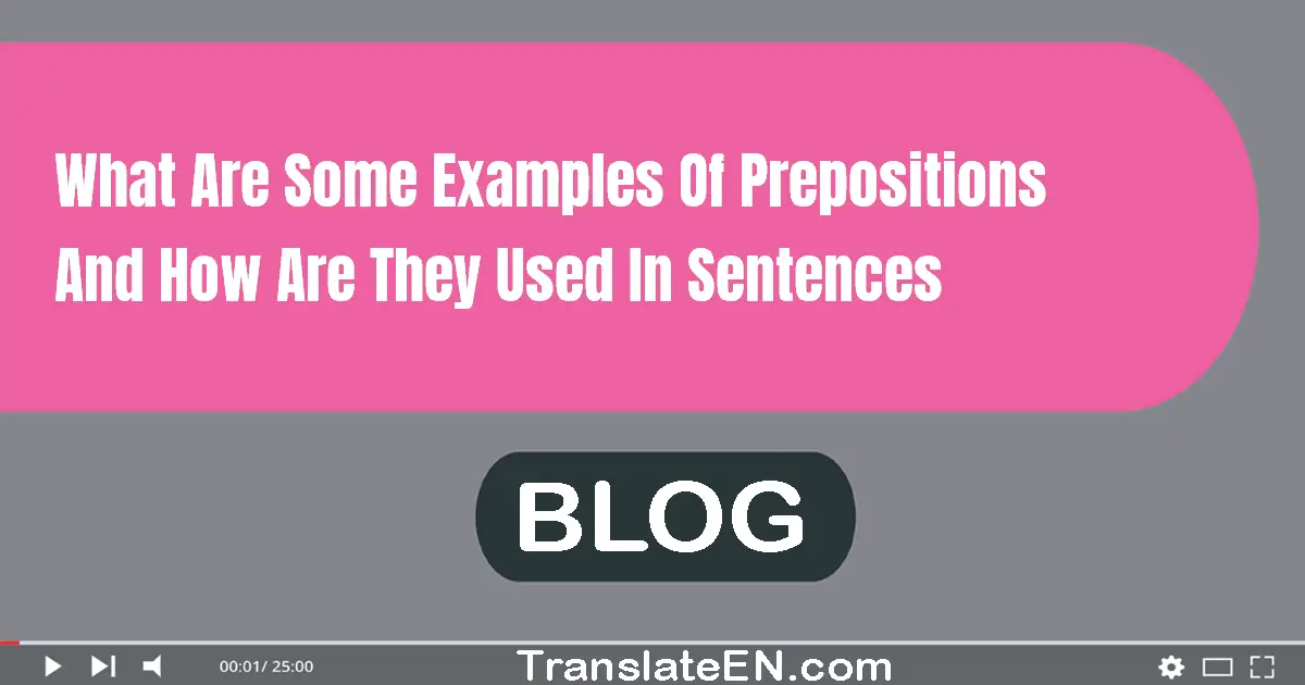 What are some examples of prepositions and how are they used in sentences?