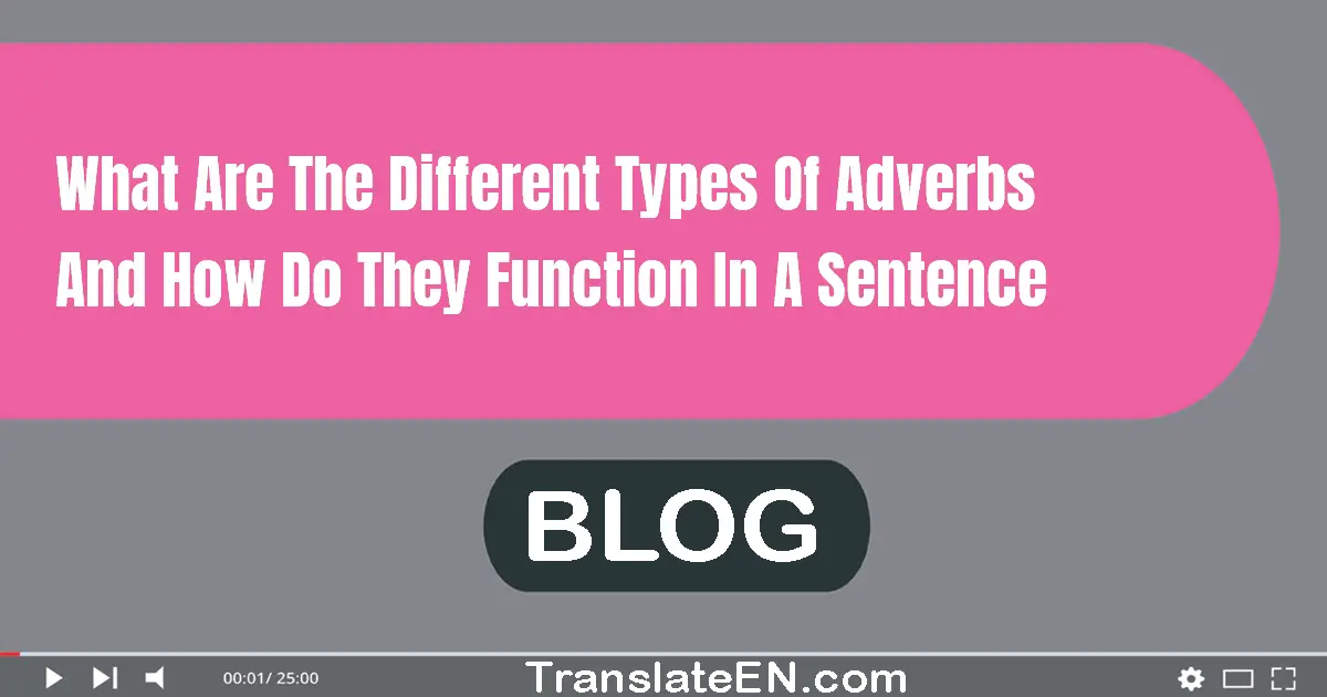 What are the different types of adverbs and how do they function in a sentence?