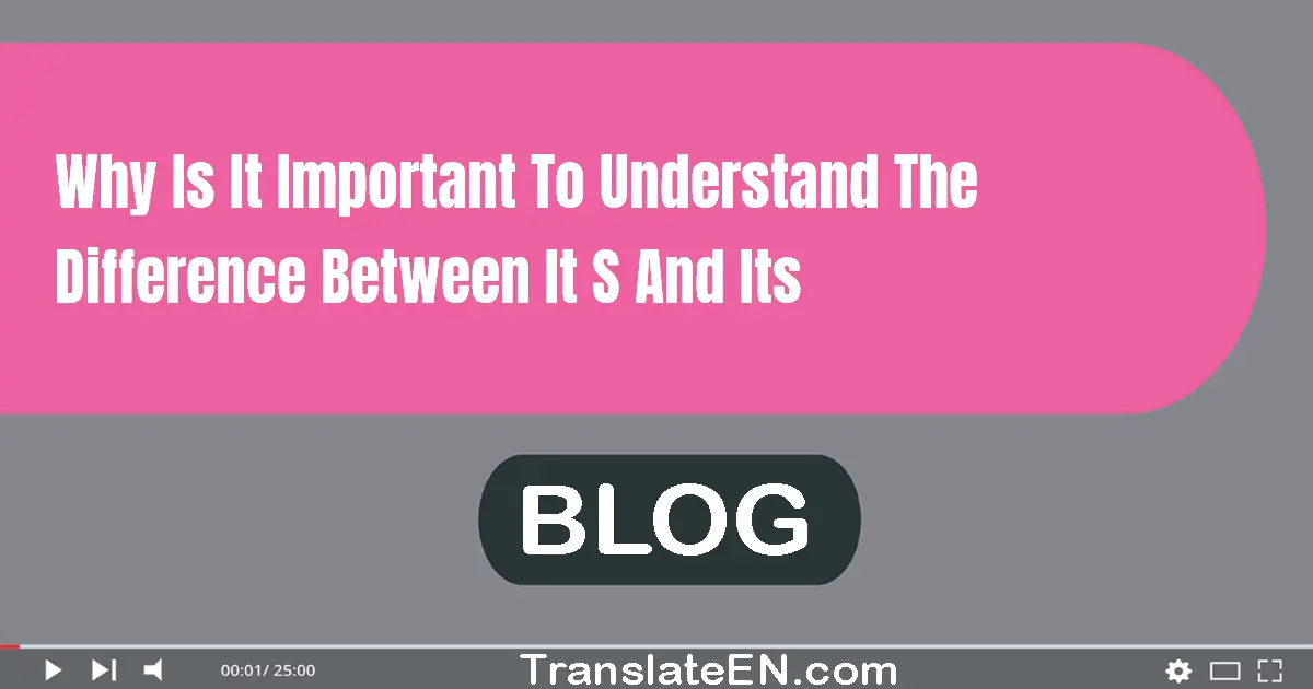 Why is it important to understand the difference between 'it's' and 'its'?