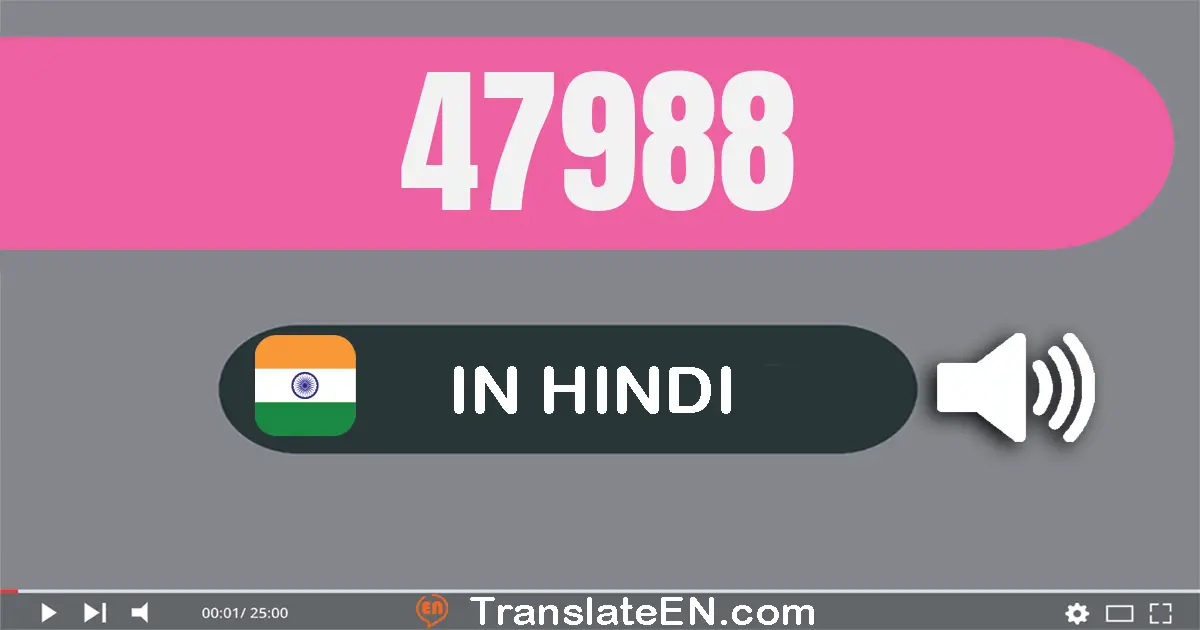 Write 47988 in Hindi Words: सैंतालीस हज़ार नौ सौ अट्ठासी