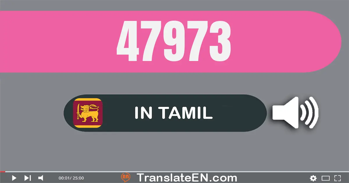 Write 47973 in Tamil Words: நாற்பது ஏழு ஆயிரம் தொள்ளாயிரம் எழுபது மூன்று