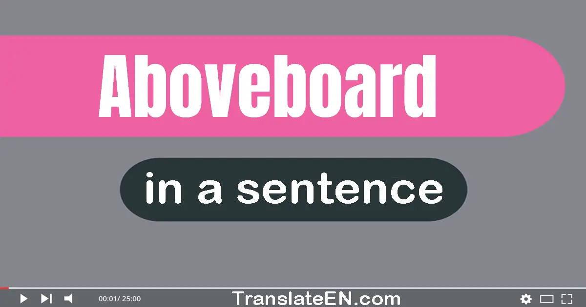 Use "aboveboard" in a sentence | "aboveboard" sentence examples