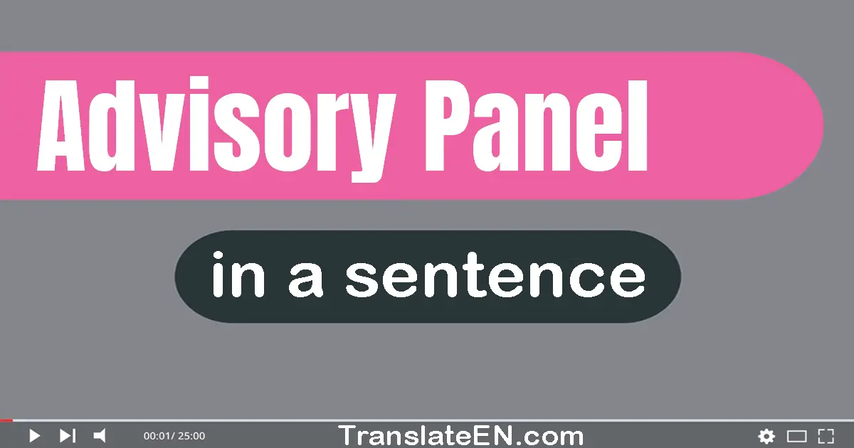 Use "advisory panel" in a sentence | "advisory panel" sentence examples