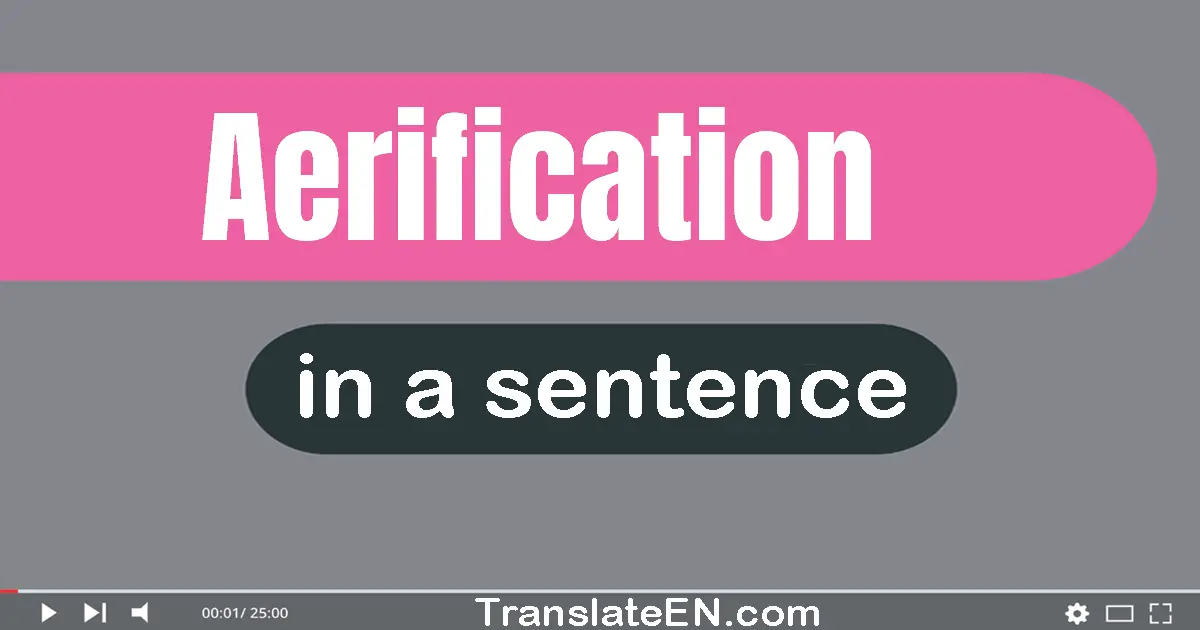 Use "aerification" in a sentence | "aerification" sentence examples