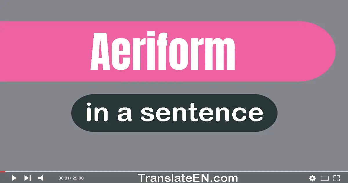 Use "aeriform" in a sentence | "aeriform" sentence examples
