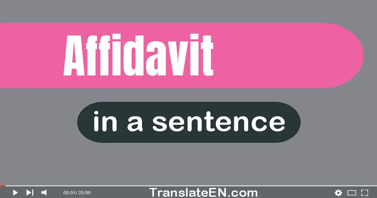 Use "affidavit" in a sentence | "affidavit" sentence examples