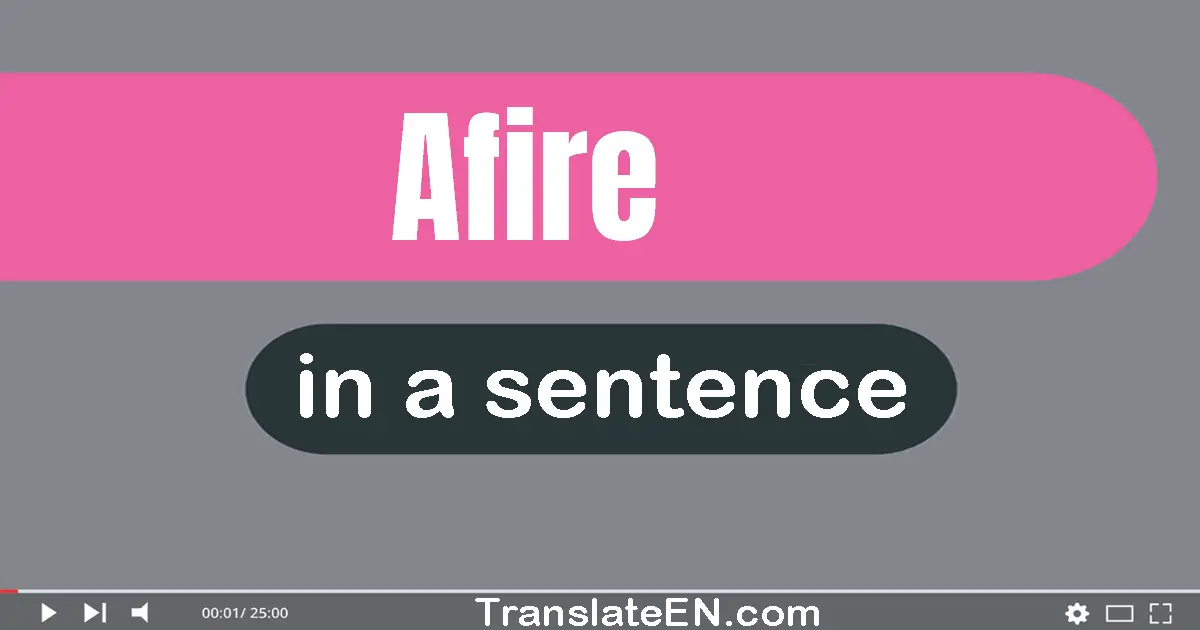 Afire in a sentence