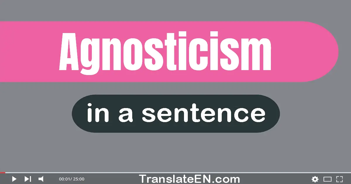Use "agnosticism" in a sentence | "agnosticism" sentence examples