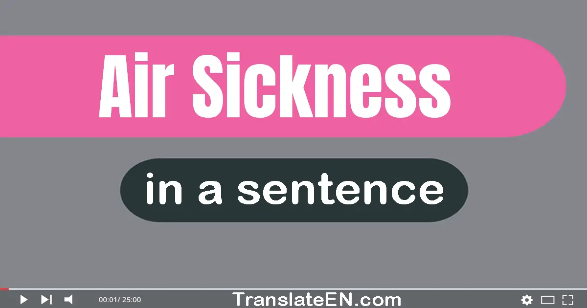 Use "air sickness" in a sentence | "air sickness" sentence examples