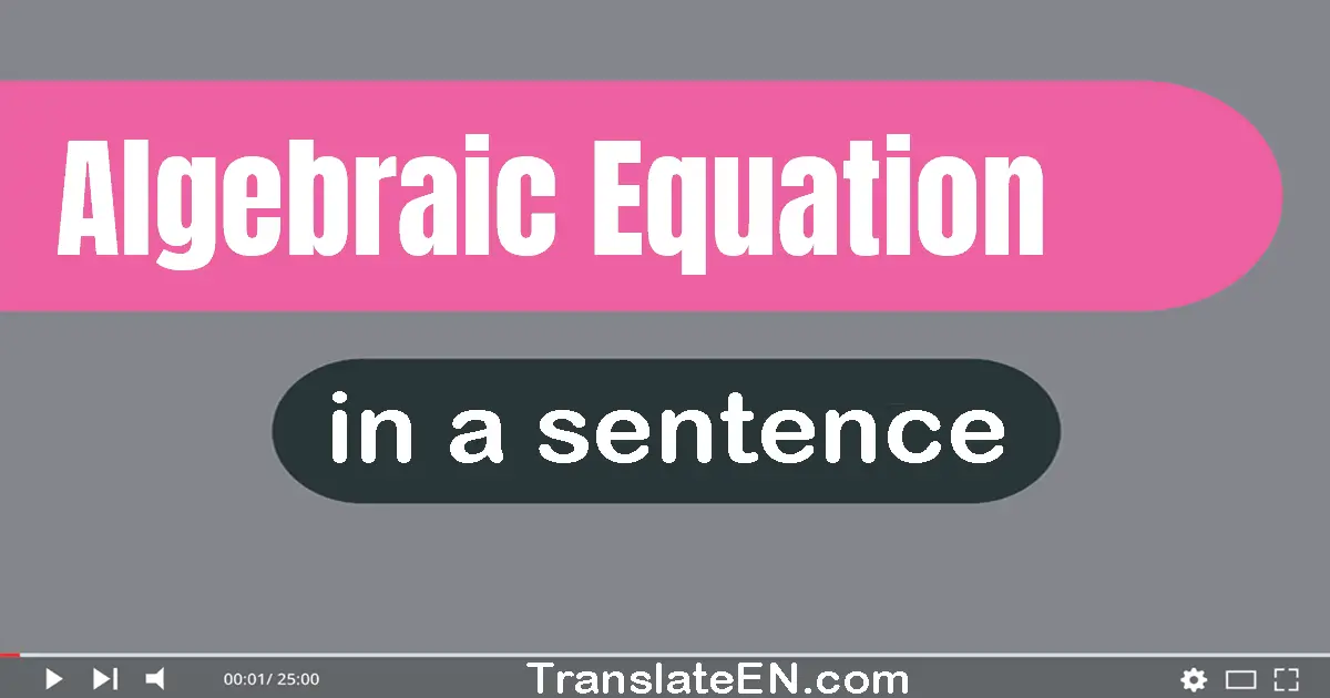 Use "algebraic equation" in a sentence | "algebraic equation" sentence examples