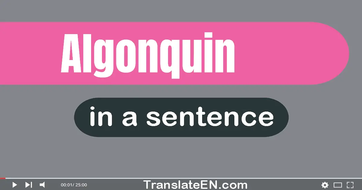 Use "algonquin" in a sentence | "algonquin" sentence examples