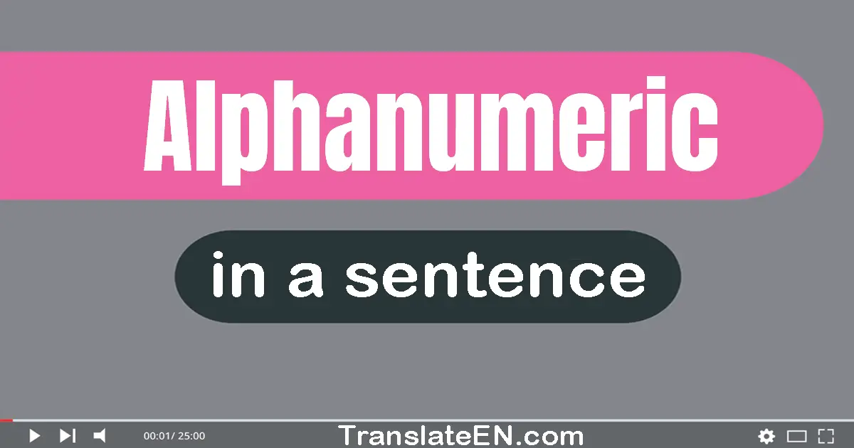 Alphanumeric in a sentence