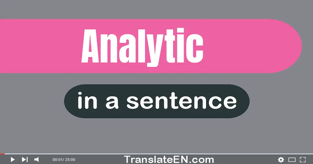Use "analytic" in a sentence | "analytic" sentence examples