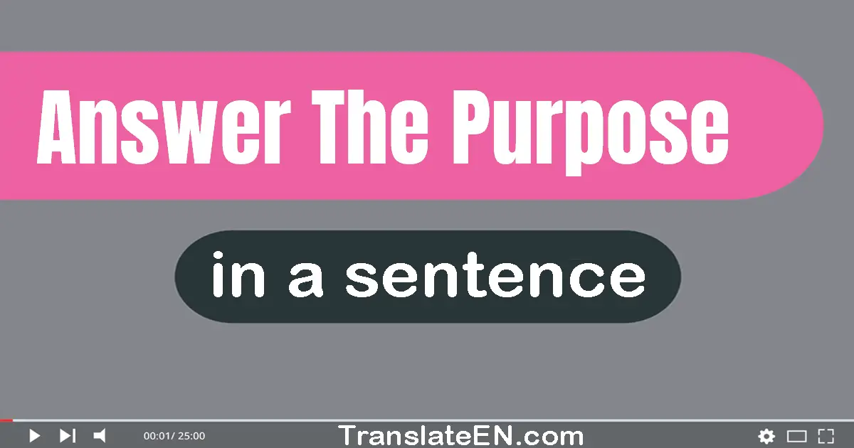 Answer The Purpose in a sentence