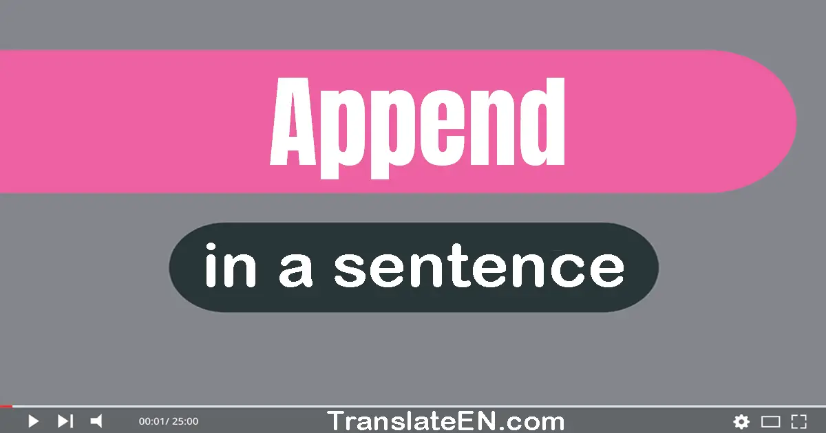 Append in a sentence