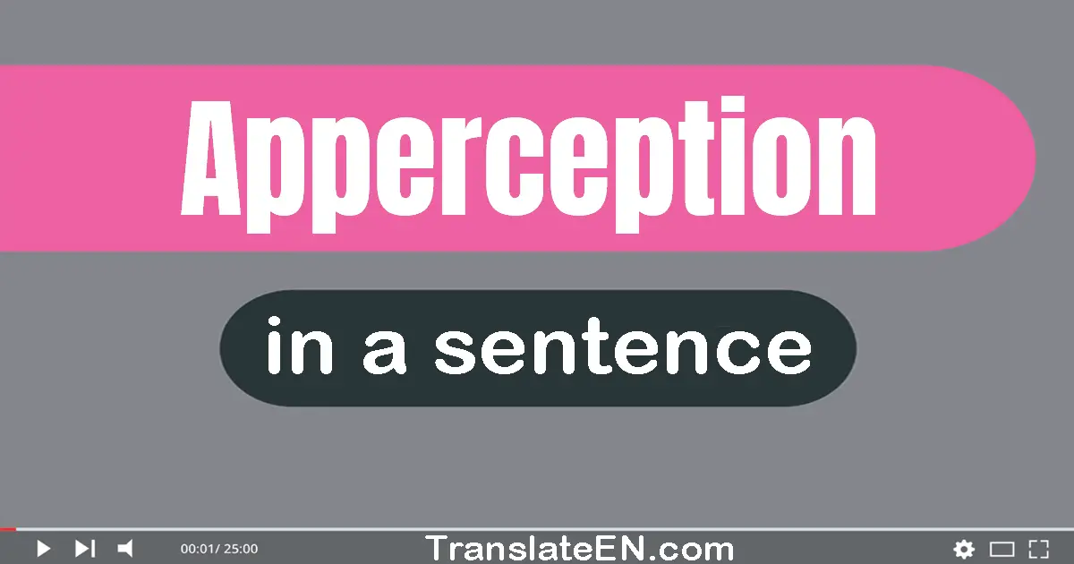 Use "apperception" in a sentence | "apperception" sentence examples