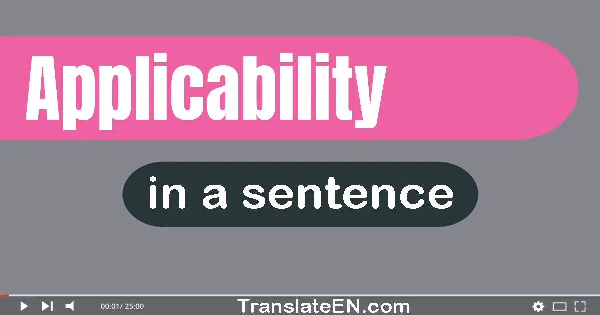 Applicability in a sentence