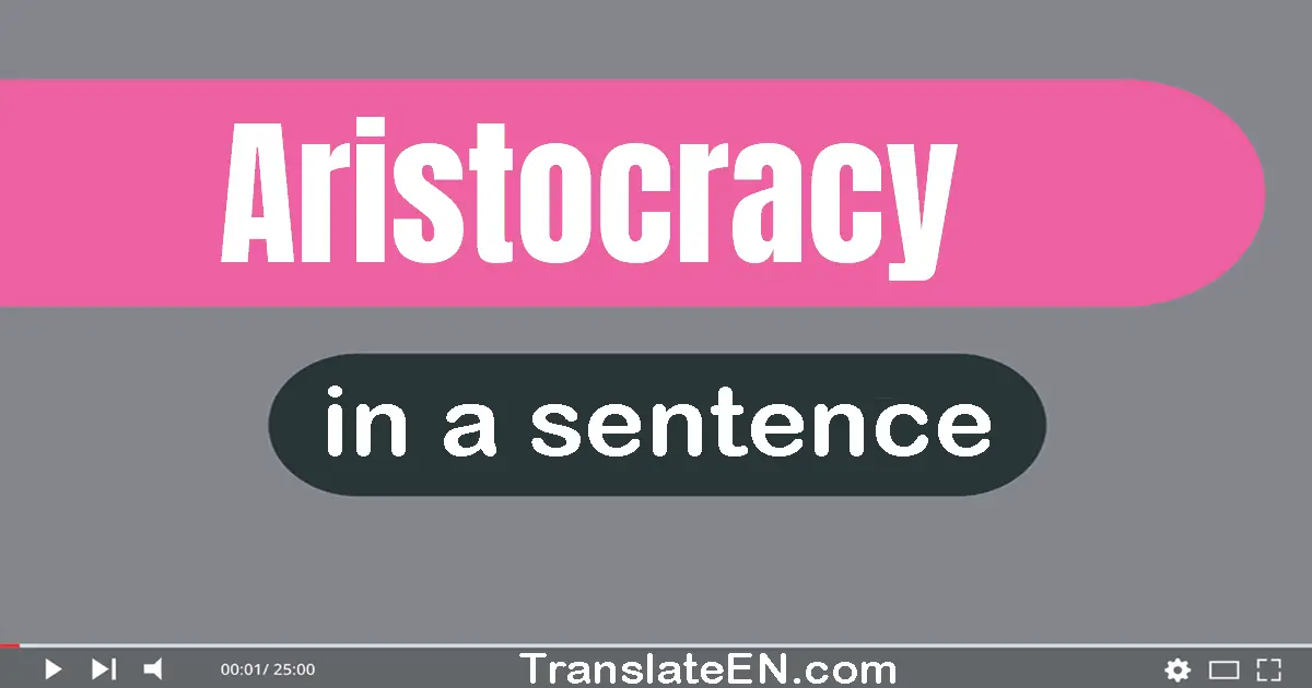 Use "aristocracy" in a sentence | "aristocracy" sentence examples