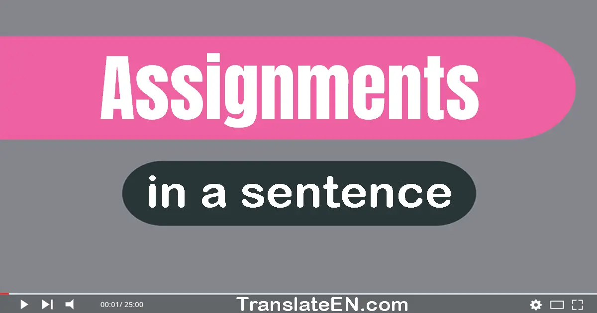 assignments sentence example