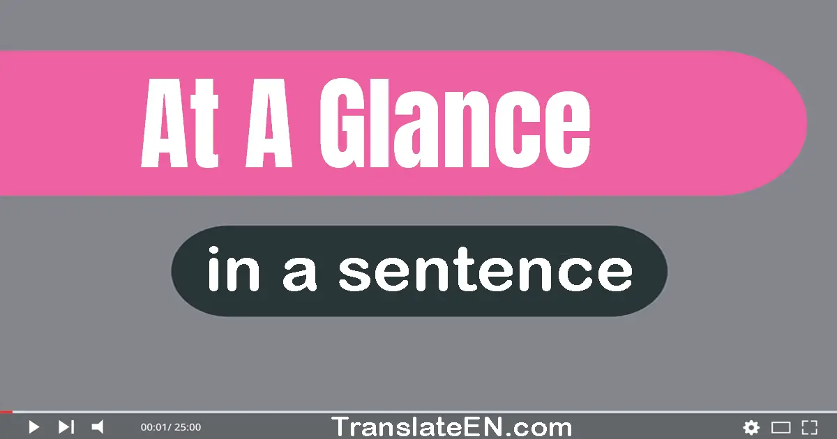Use "at a glance" in a sentence | "at a glance" sentence examples