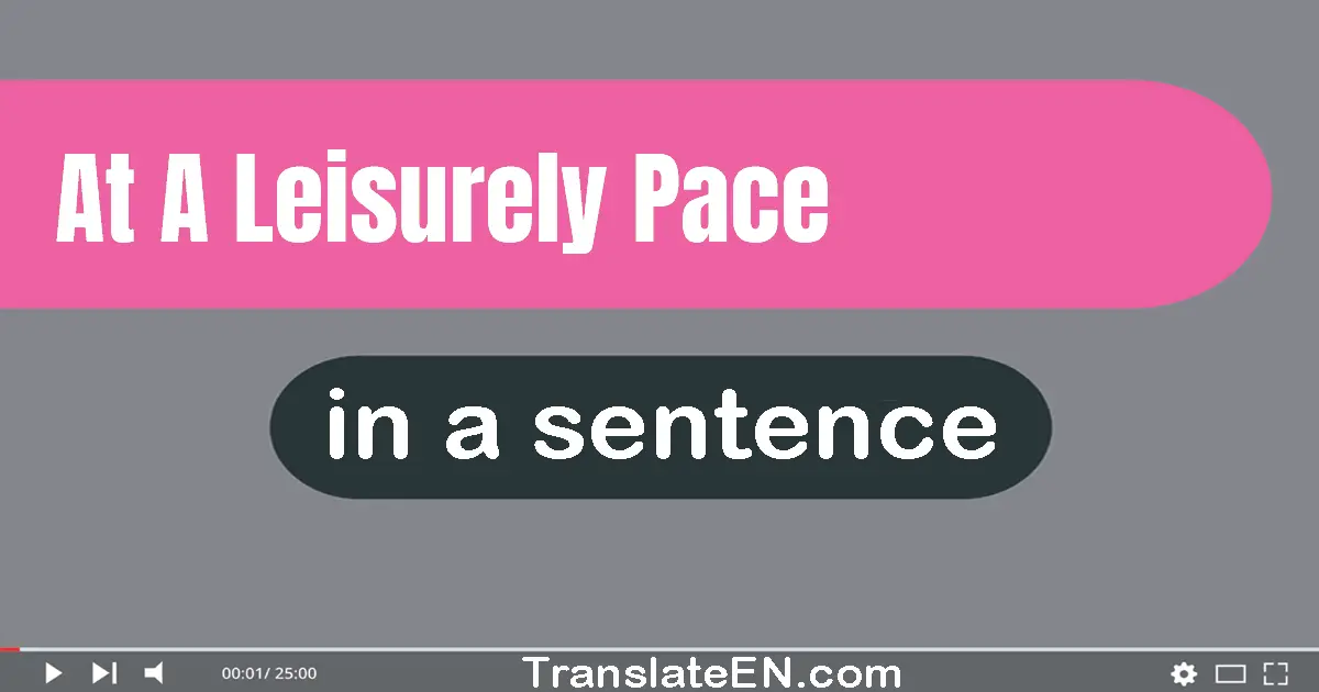 Use "at a leisurely pace" in a sentence | "at a leisurely pace" sentence examples
