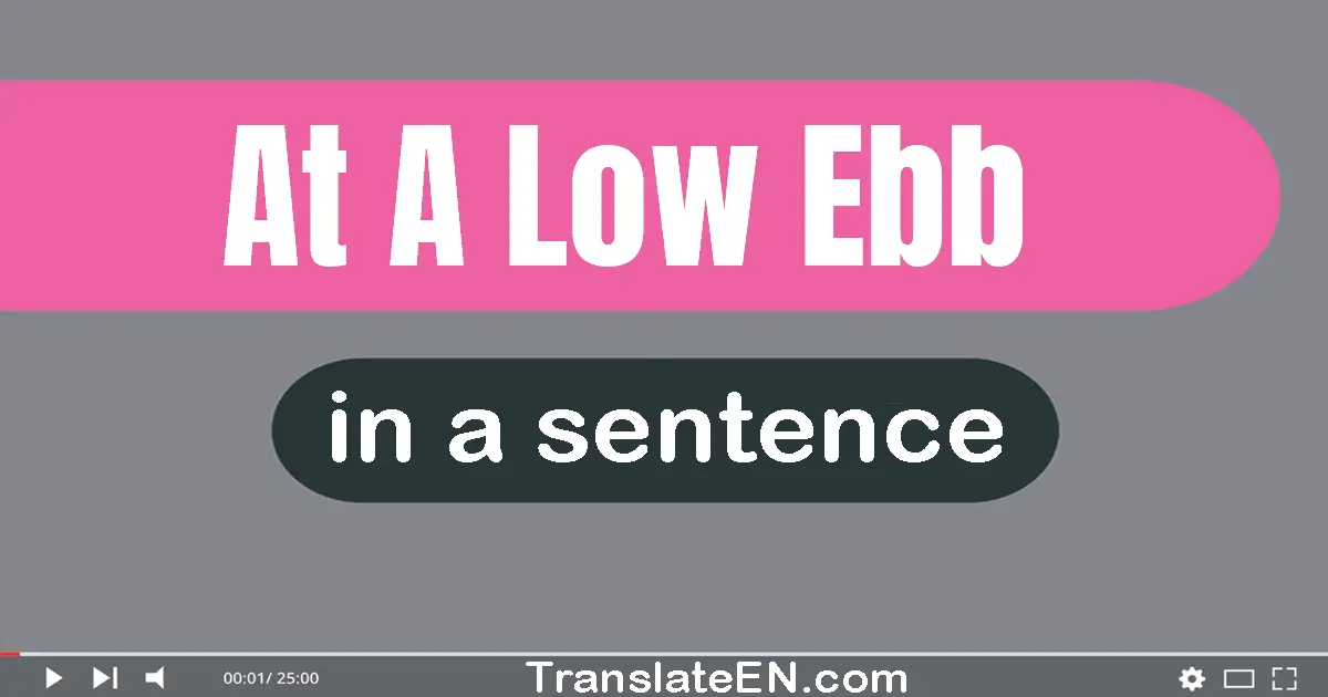 Use "at a low ebb" in a sentence | "at a low ebb" sentence examples