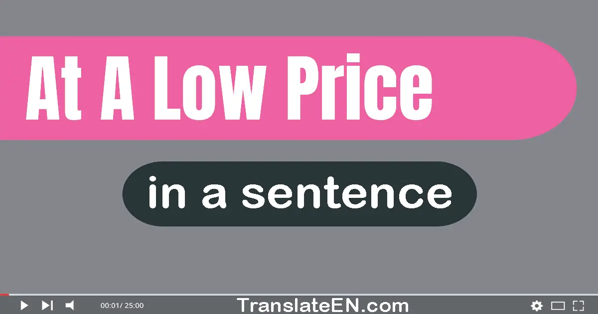 Use "at a low price" in a sentence | "at a low price" sentence examples