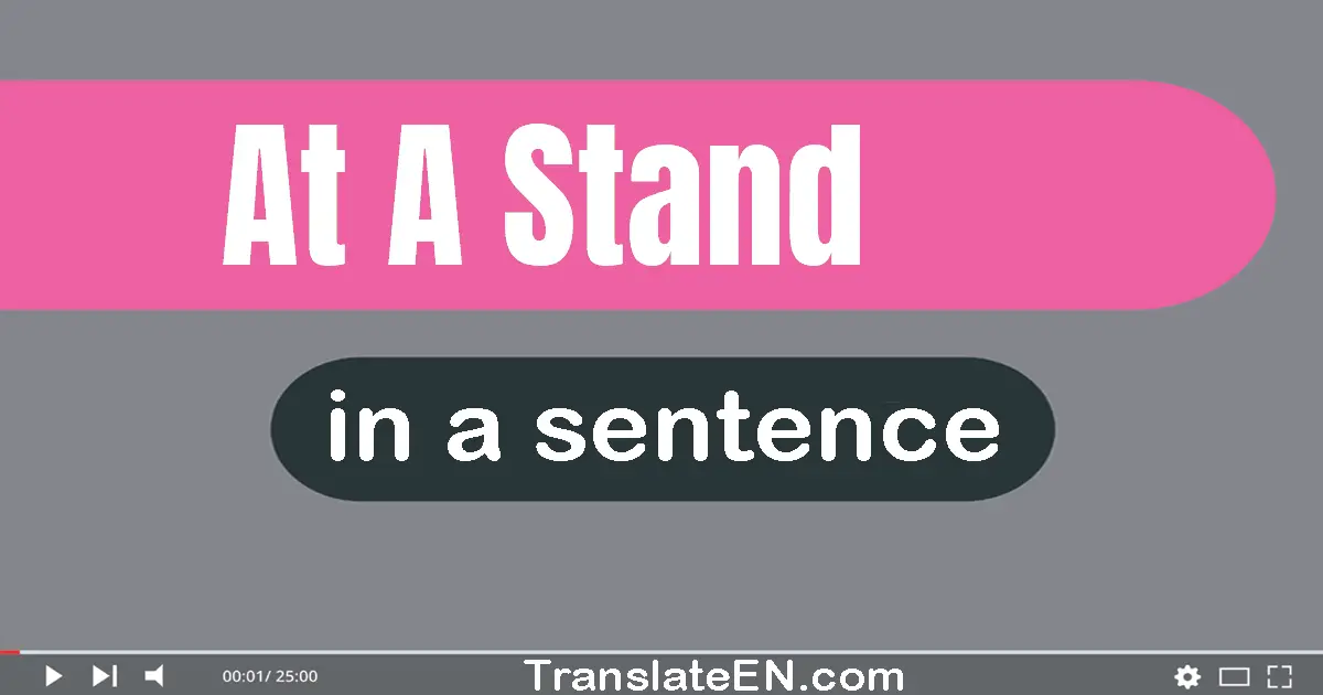 Use "at a stand" in a sentence | "at a stand" sentence examples