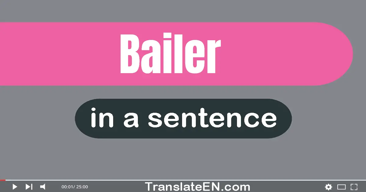 Use "bailer" in a sentence | "bailer" sentence examples
