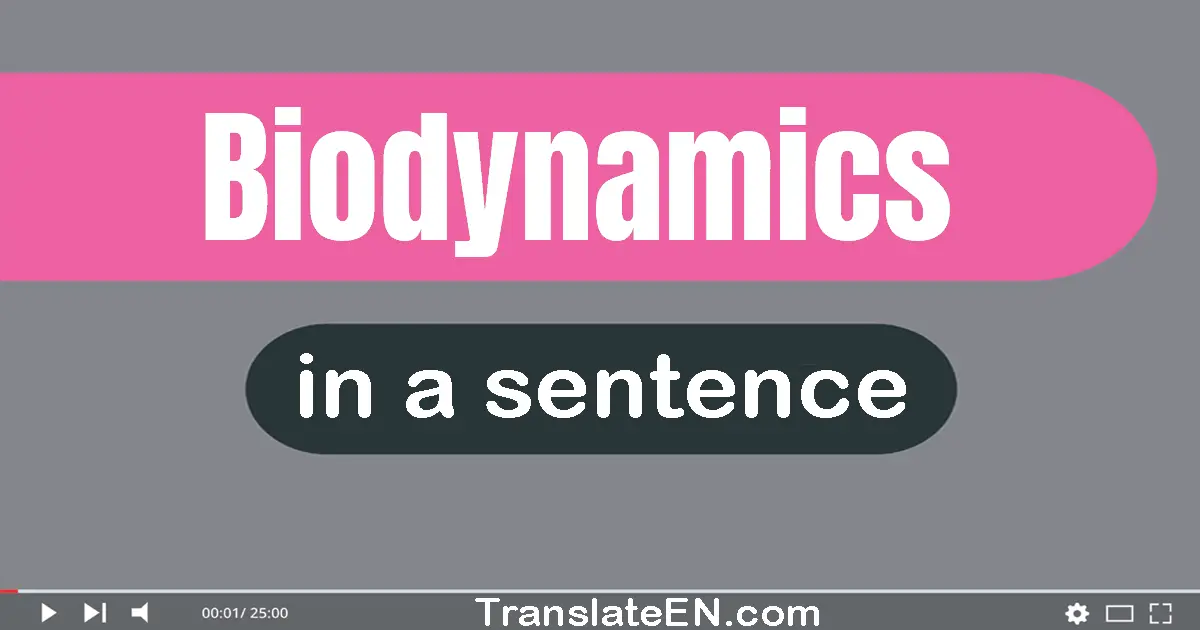 Use "biodynamics" in a sentence | "biodynamics" sentence examples