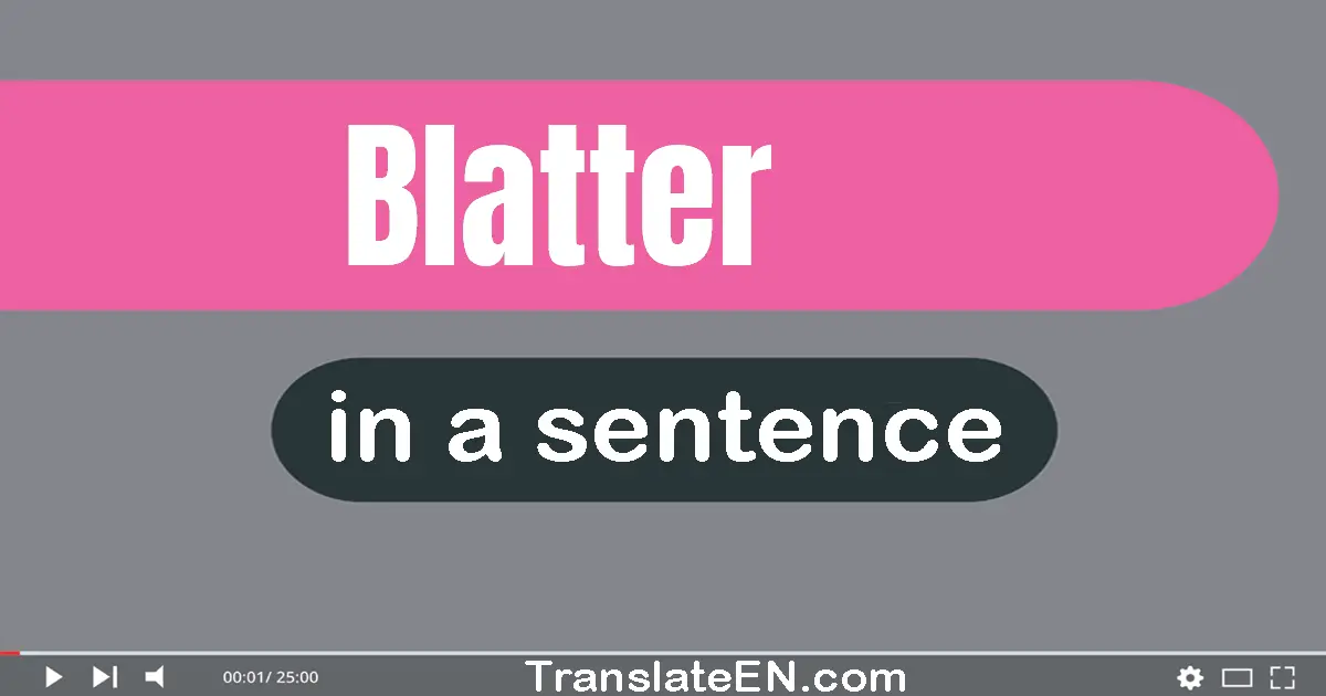 Use "blatter" in a sentence | "blatter" sentence examples
