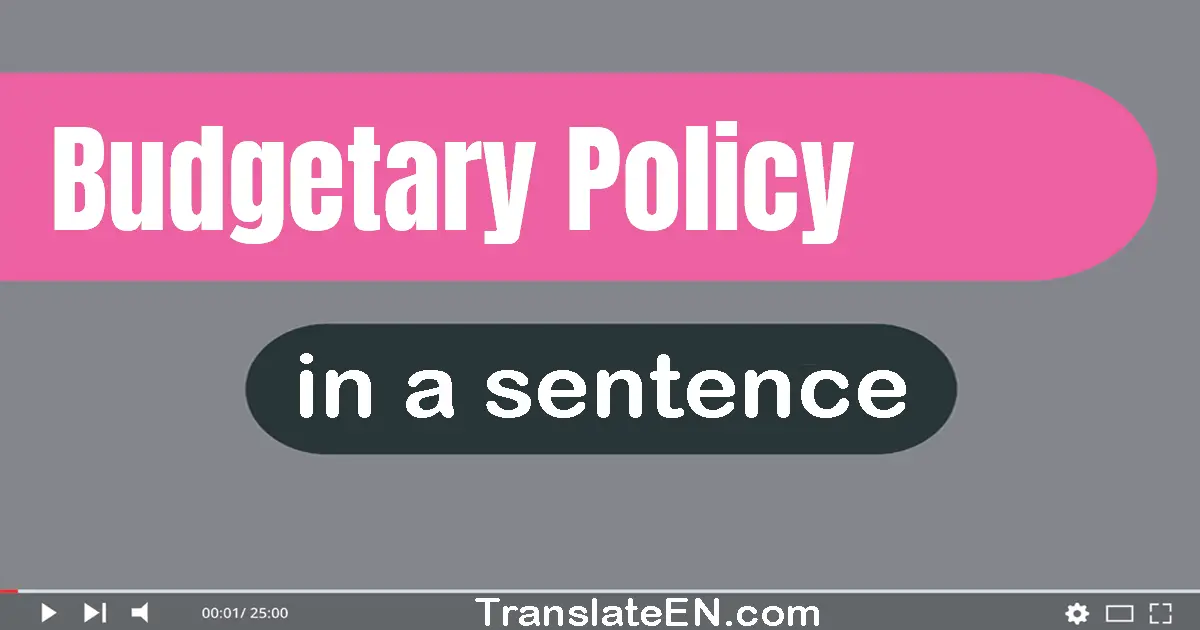 Budgetary Policy in a sentence