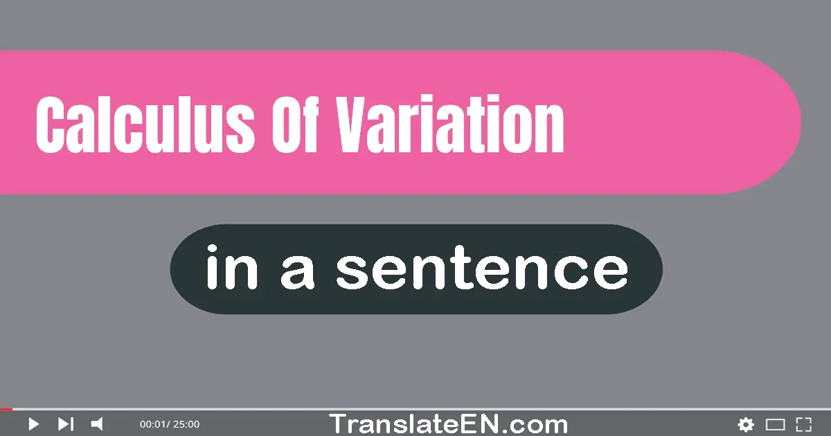 Calculus Of Variation in a sentence