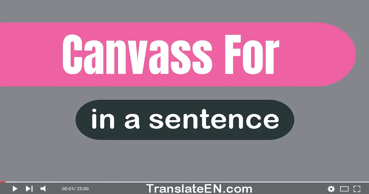 Canvass For in a sentence