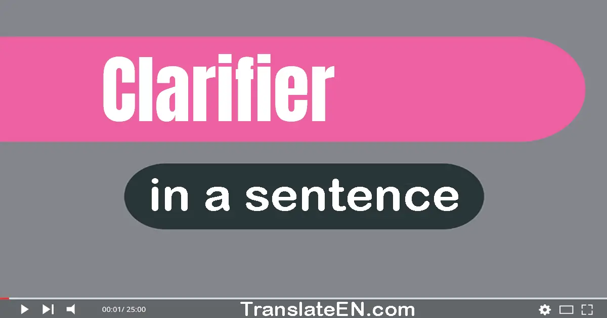 Clarifier in a sentence