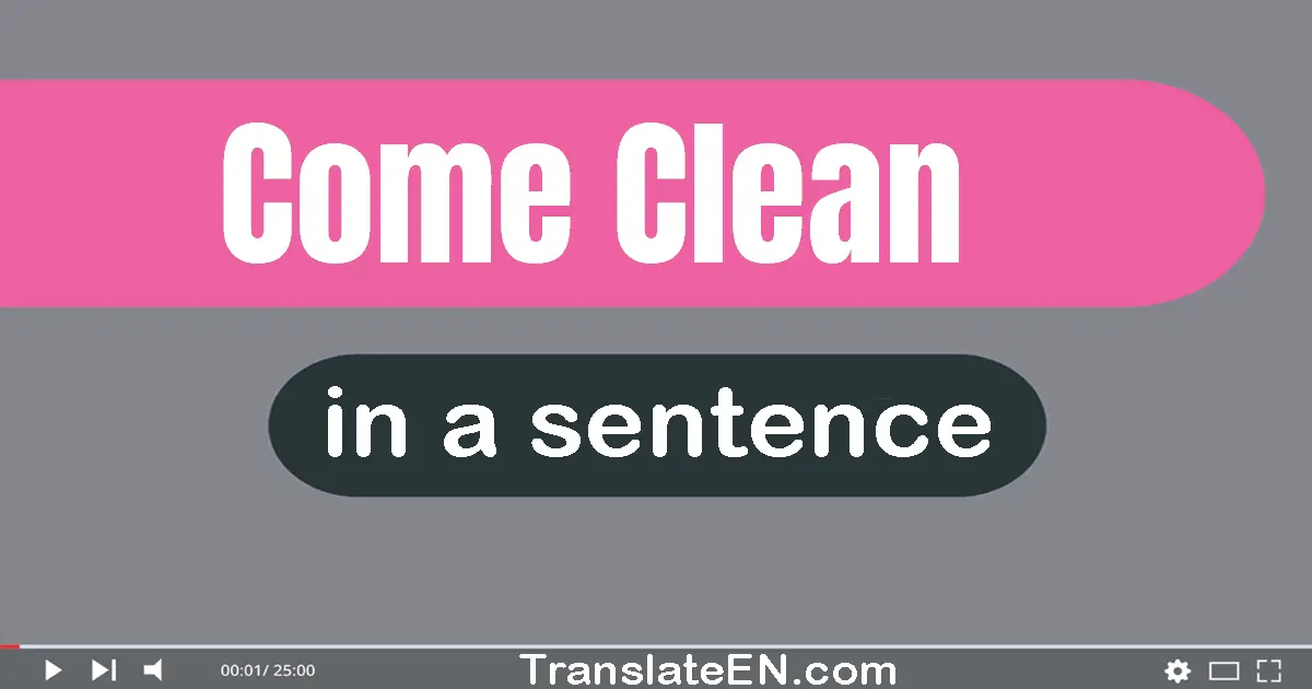 Use "come clean" in a sentence | "come clean" sentence examples