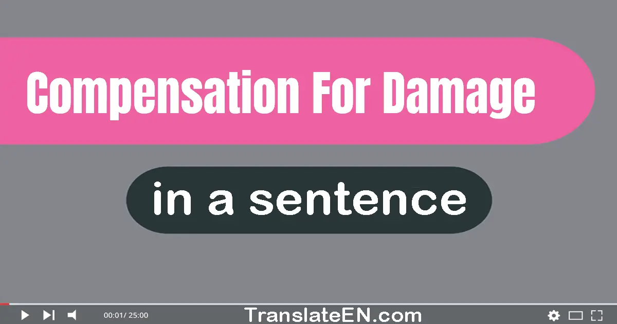 Use "compensation for damage" in a sentence | "compensation for damage" sentence examples