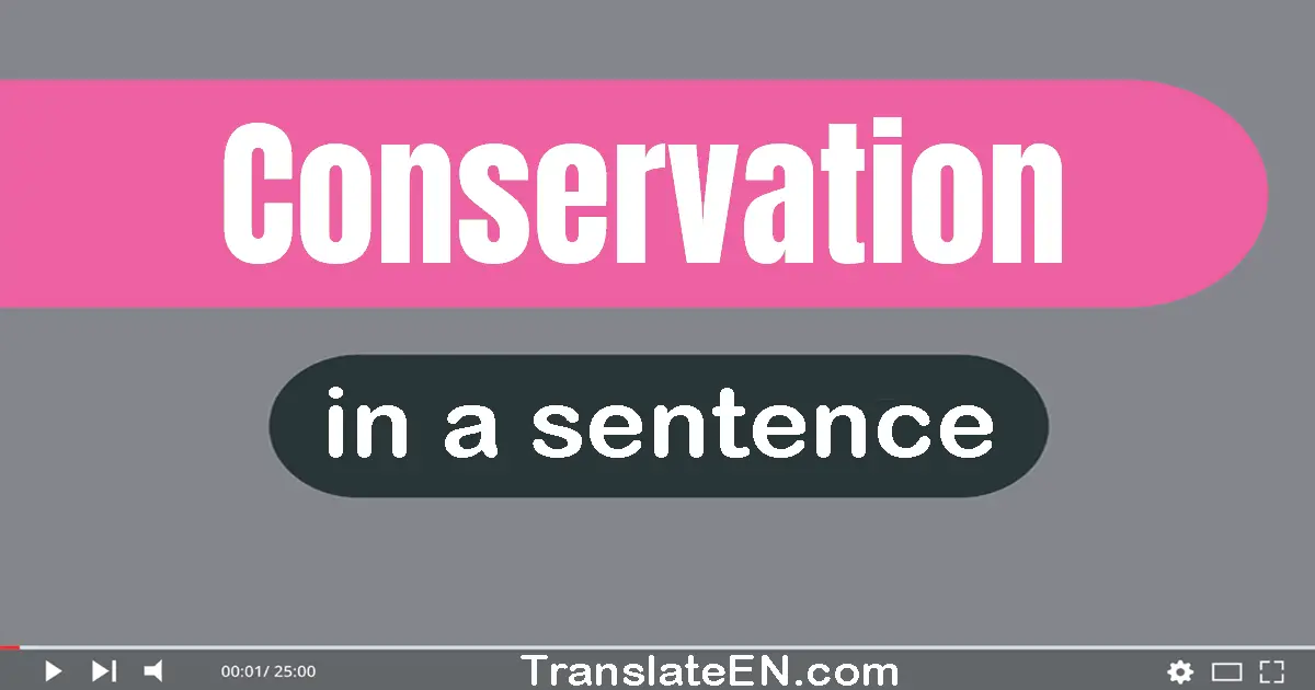 Use "conservation" in a sentence | "conservation" sentence examples