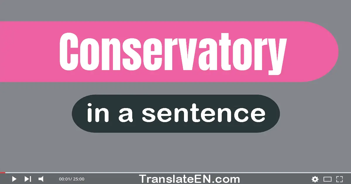 Use "conservatory" in a sentence | "conservatory" sentence examples