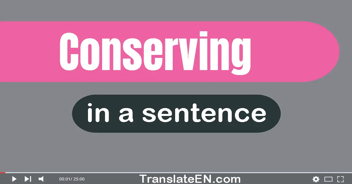 Use "conserving" in a sentence | "conserving" sentence examples