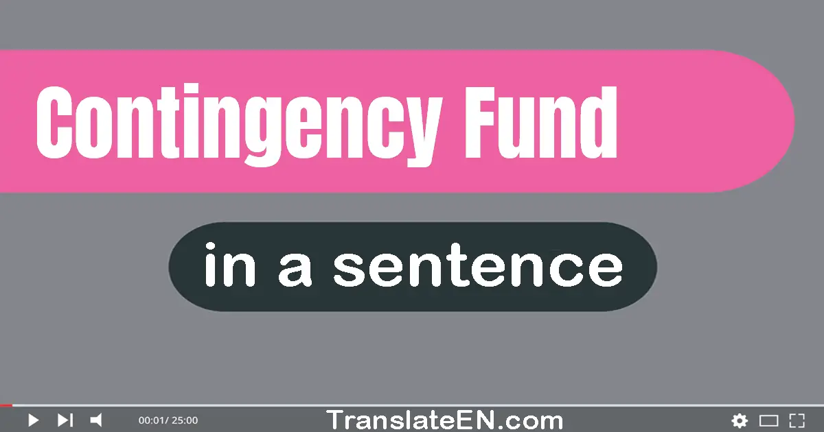 Use "contingency fund" in a sentence | "contingency fund" sentence examples