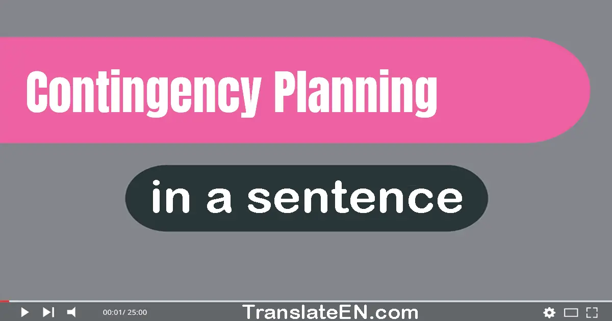 Use "contingency planning" in a sentence | "contingency planning" sentence examples