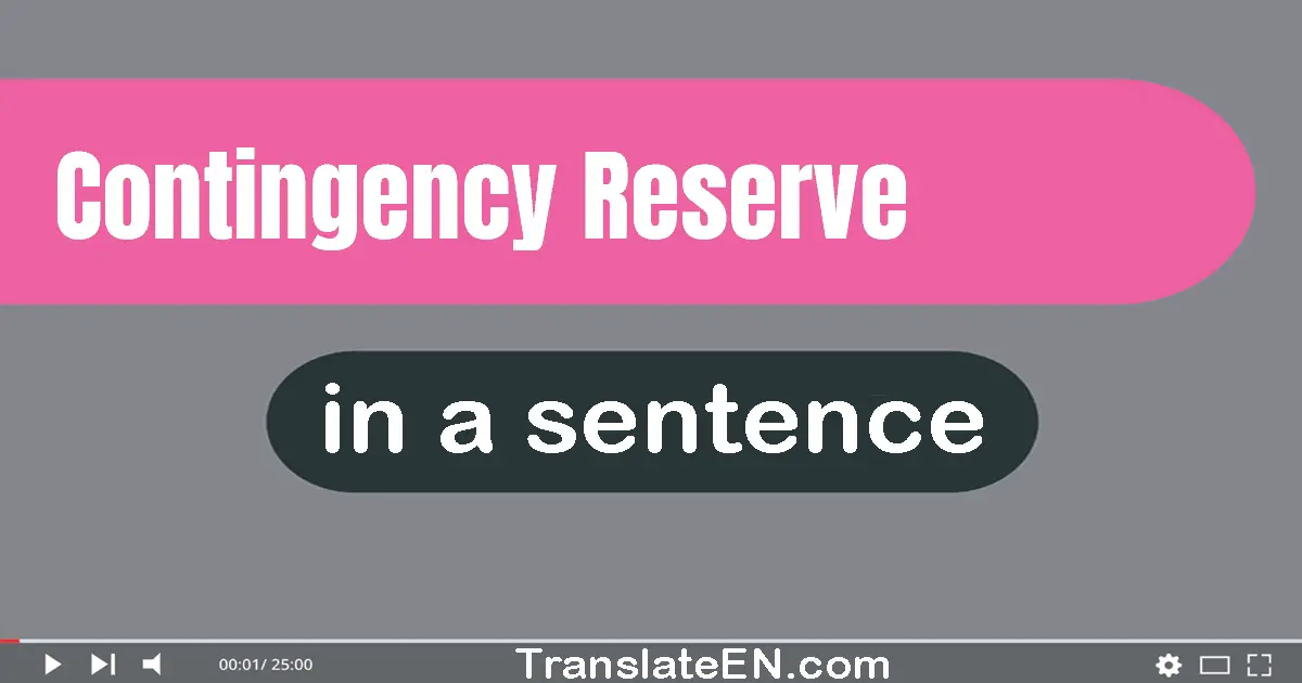 Use "contingency reserve" in a sentence | "contingency reserve" sentence examples