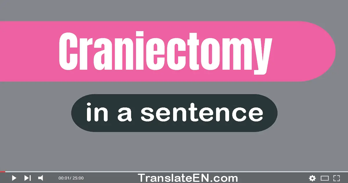 Use "craniectomy" in a sentence | "craniectomy" sentence examples