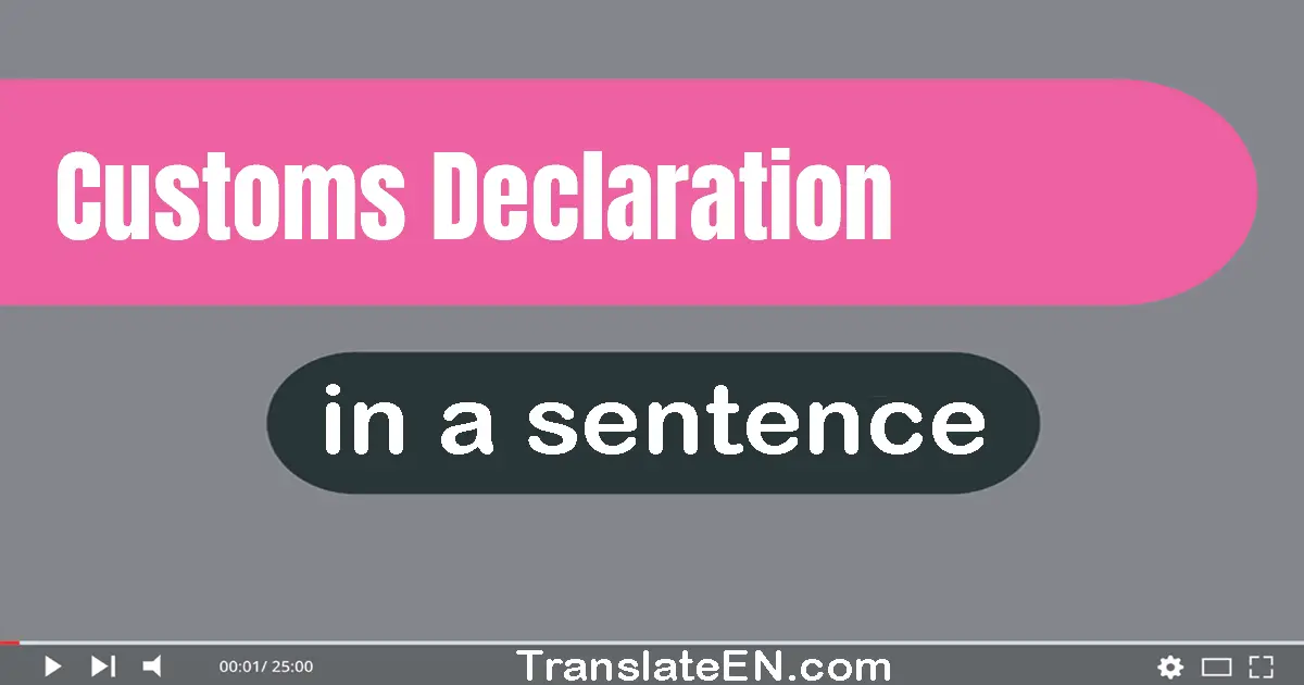 Use "customs declaration" in a sentence | "customs declaration" sentence examples