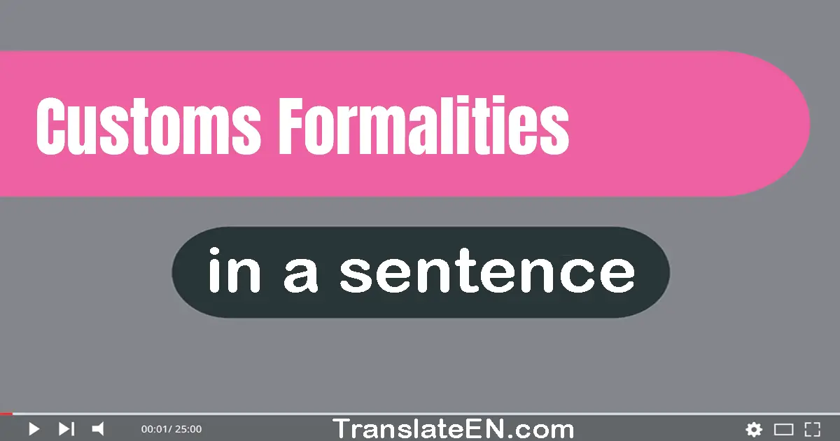 Use "customs formalities" in a sentence | "customs formalities" sentence examples