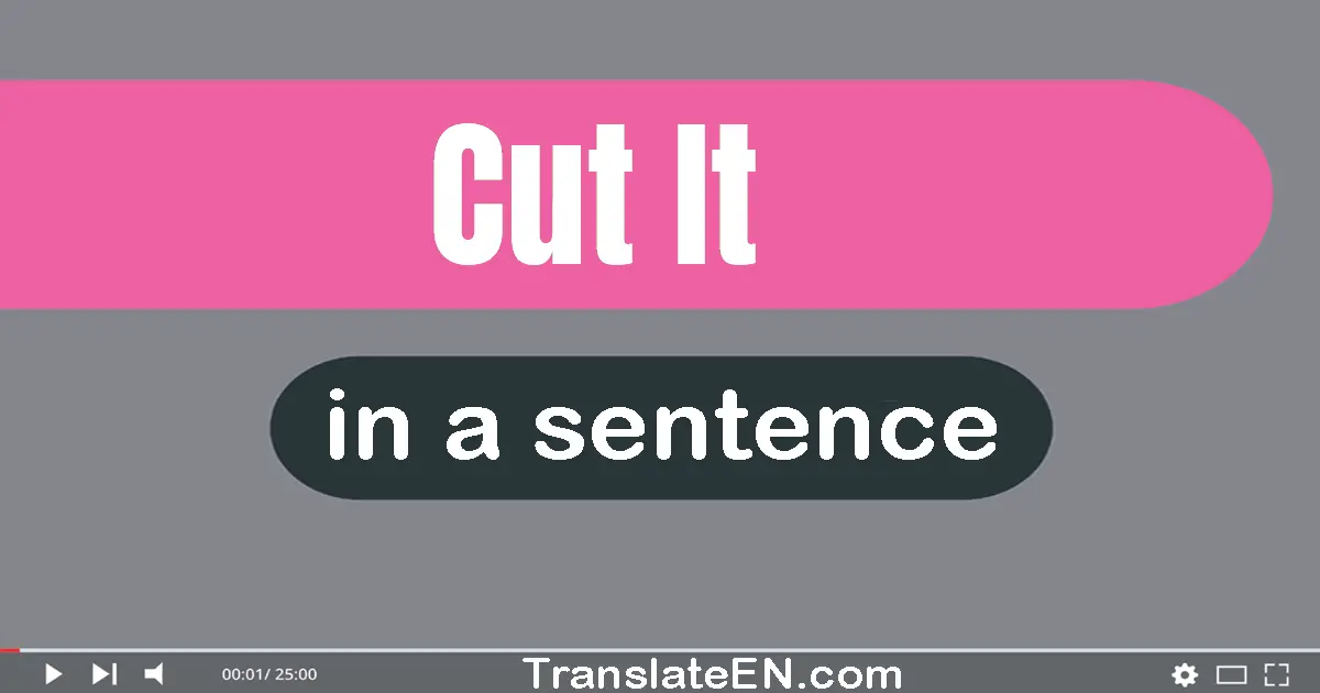 Use "cut it" in a sentence | "cut it" sentence examples