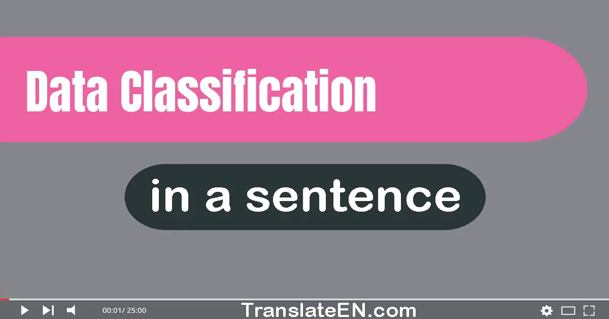 Data Classification in a sentence