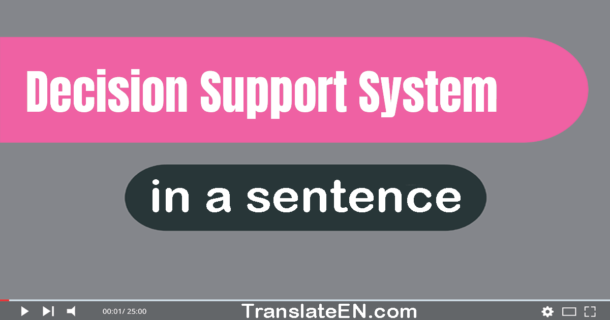 Use "decision support system" in a sentence | "decision support system" sentence examples